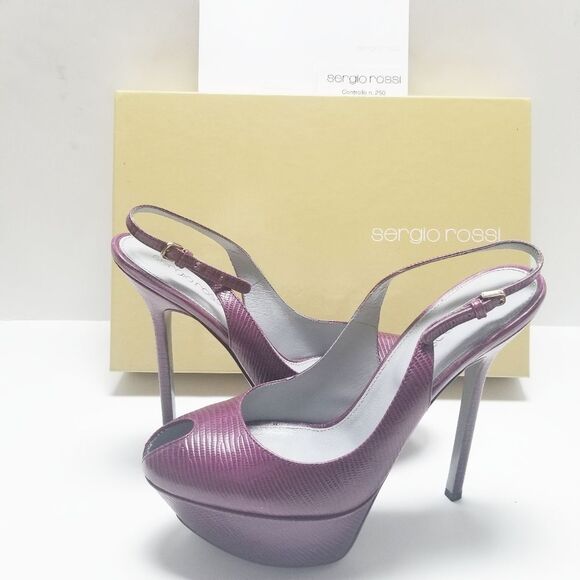 Sergio Rossi Peep-toe Slingback 36.5 Platform Heels Pumps - Picture 1 of 9